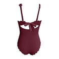 thumbnail image 4 of Bathing Suit One Piece, Womens One Piece Swimsuits, Swimsuit, One Piece Bathing Suit, One Piece Swimsuit Women Ribbed Scalloped Bathing Suit Cutout 1 Piece Slimming Full Coverage Swim Suit, Wine M, 4 of 5