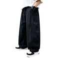 thumbnail image 2 of ZHOGXU Kids Boys Cargo Pants High Waisted Solid Color Wide Leg Loose Fit Comfortable Trousers With Pockets For Everyday Wear,Black,5-6 Years, 2 of 6