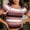 Pink, variant on Summer Tees for Women Striped Short Sleeve Crewneck Pullover Tops Breathable Casual Outfits Olive Green S