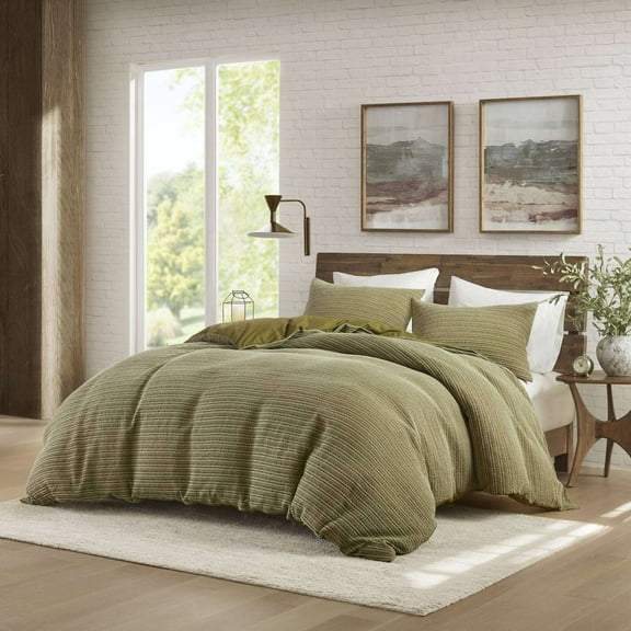 King Size Bed In A Bag, 3PCS King/Cal King Waffle Washed Duvet Set, Green Cotton Bedding Set,Cotton Bed Sheet Set, Household Supplies & Décor Bedding Bedding Sets