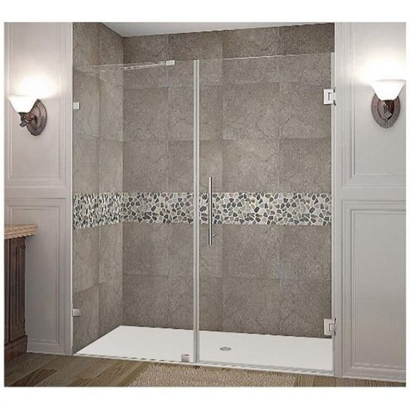 Nautis 71 x 72 in. Completely Frameless Hinged Shower Door in Stainless Steel