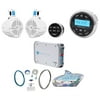 Rockville RGHR2 Marine Bluetooth Receiver+Remote+8" Wakeboards+2Ch Amplifier+Kit