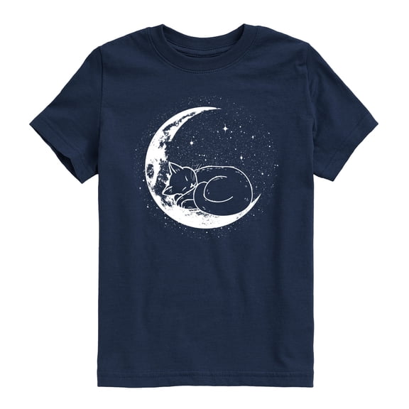 Instant Message - Cat Nap Moon - Youth Boys Short Sleeve Graphic T-Shirt