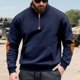 thumbnail image 5 of pstuiky Camisas de invierno de manga larga para hombre, Blusa/camisa informal y moderna de color liso con cuello alto, manga larga y bolsillo con cremallera para hombre Tops de hombre l, 5 of 9