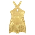 thumbnail image 6 of Alvivi Latin Dance Leotards for Women Sequin Leotard Jazz Dance Costumes Ballroom Dancing Outfits Gold S, 6 of 7