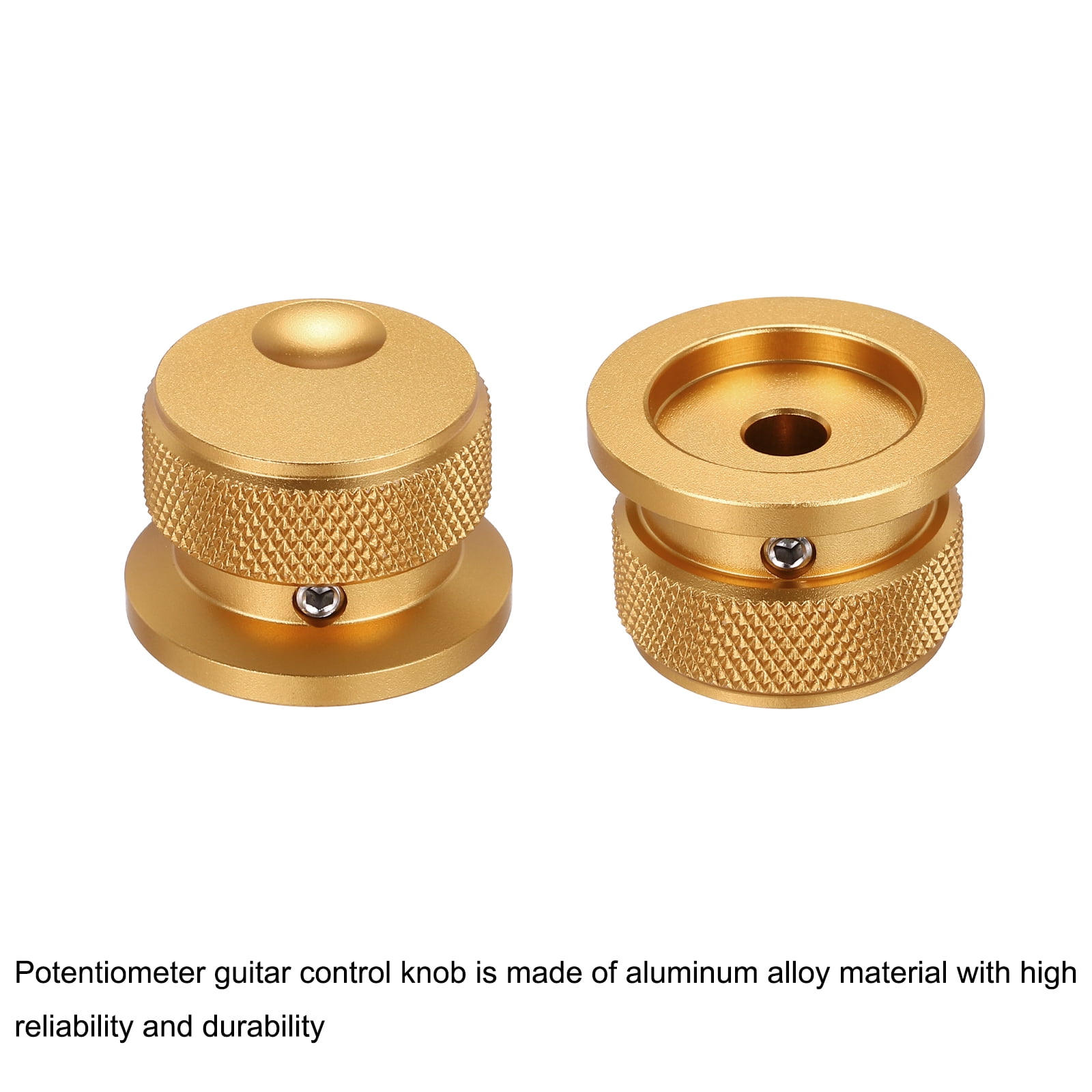 2 Pcs Aluminium Potentiometer Knobs, 1/4" (6mm) Universal Volume Tone Control Knobs with Oval Groove Indicator, 4/5" Gold(30x20mm)