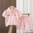 thumbnail image 2 of Faraee Toddler Baby Girl Clothes Summer Outfits Short Sleeve Polo Shirt Casual Shorts Set 2 Piece Little Kids Solid Outfit Pink 3-4 Years, 2 of 9