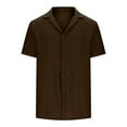 thumbnail image 5 of VBTAPA Mens Eyelet Dress Shirt Short Sleeve Relaxed Fit Casual Button Down Shirts Summer Beach Spread Collar Tops Prime Sales Brown M, 5 of 7