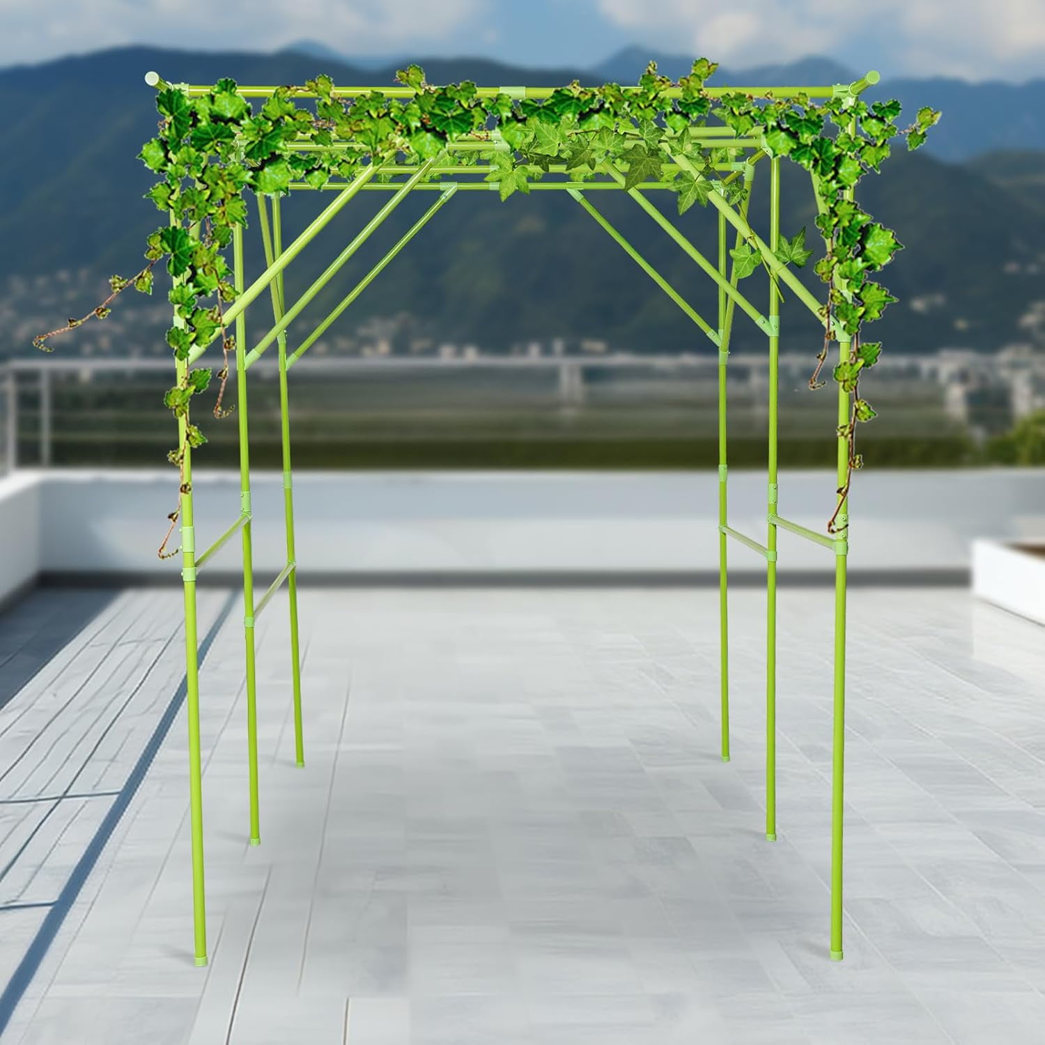 Extra Large Garden Arch Trellis, Metal Arbor Pergola, Grape Vine Trellis Rack for Climbing Plants, Vegetables, Fruits, Cucumbers,Peas,Beans,Outdoor Yard,Garden Gazebo (Green, 78.74*59.06*78.74 in)
