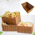 thumbnail image 6 of Raindrops Imitation Rattan Woven 1Pc Storage Basket Plastic Material Light Brown 11.8x7.9x5.9in for Home Use, 6 of 8