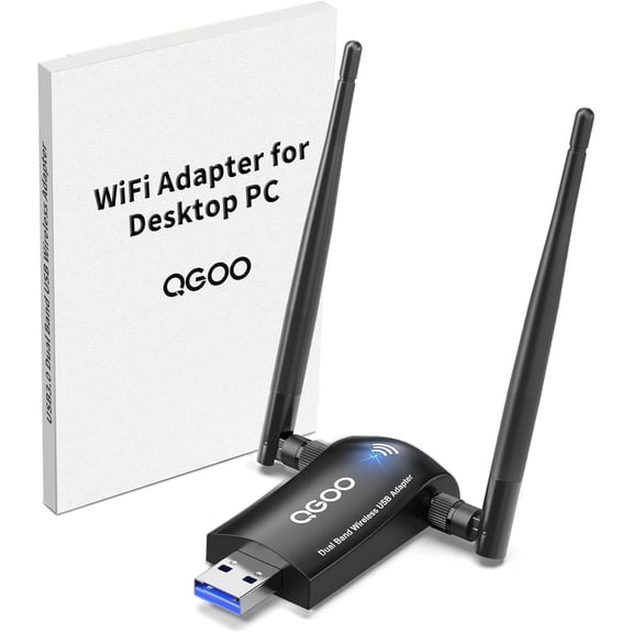 WiFi Adapter for Desktop PC, Wireless AC1300Mbps USB 3.0 Network Dongle with 5dBi High Gain Dual Antennas, 2.4GHz/5GHz Dual Band for Laptop Computer Compatible Windows11/10/8/7