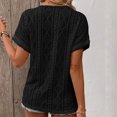 thumbnail image 4 of MIUOWANP Short Sleeve T-shirt Blouse for Women Fashion Women's Summer Casual V Neck Short Sleeve Solid Color Tops Pullover Blouse Black M, 4 of 5