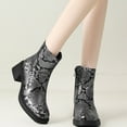 thumbnail image 6 of Snakeskin Chelsea Boots for Women Fashion Square Toe Chunky Heels Zipper Mid Calf Short Ankle Booties, 6 of 7