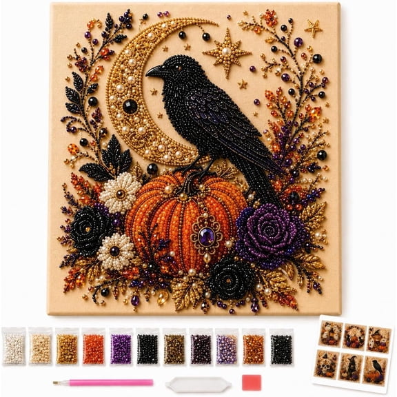 Halloween Pearl Art DIY Kit, Pearl Painting Kits for Adults, 3D Diamond Painting Crafts