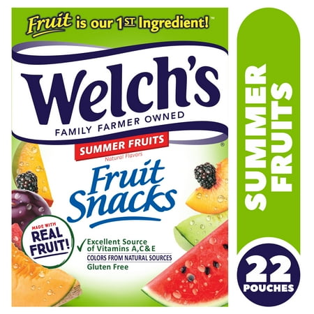 Welch's Fruit Snacks Gluten-Free Summer Fruit Soft Fruit Snacks for Halloween, .8 oz (22 pack)