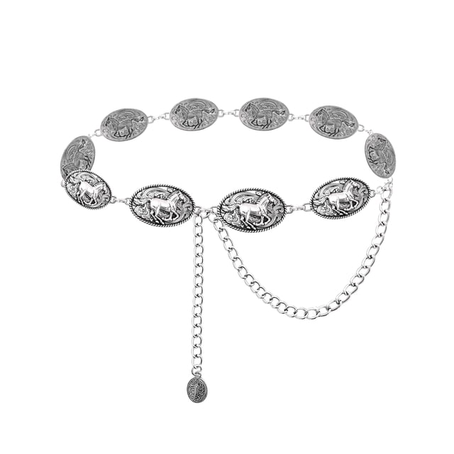 Cinturón vaquero TOPACC Silver Western Chain Rodeo para mujer