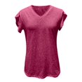 thumbnail image 4 of OSOLU Women T-Shirt Tshirts Tee Solid Color V-Neck T-Shirt Short Sleeve Tshirts Tee Loose Casual Tops Classic Dailywear, 4 of 6