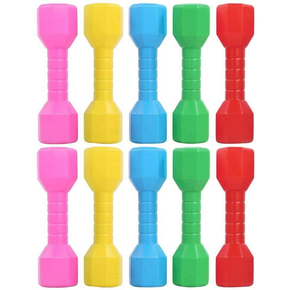 shiyou-Kids Dumbbell Set Plastic Dumbbell Toy Home Gym Sports Workout Equipment Fitness Dumbbells Weights 5 Pair 5 Color Kids Weight Lifting Set 42 g/Pcs