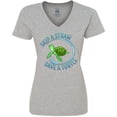 thumbnail image 3 of Inktastic Skip a Straw Save a Turtle with Cute Green Sea Turtle Women's V-Neck T-Shirt, 3 of 5