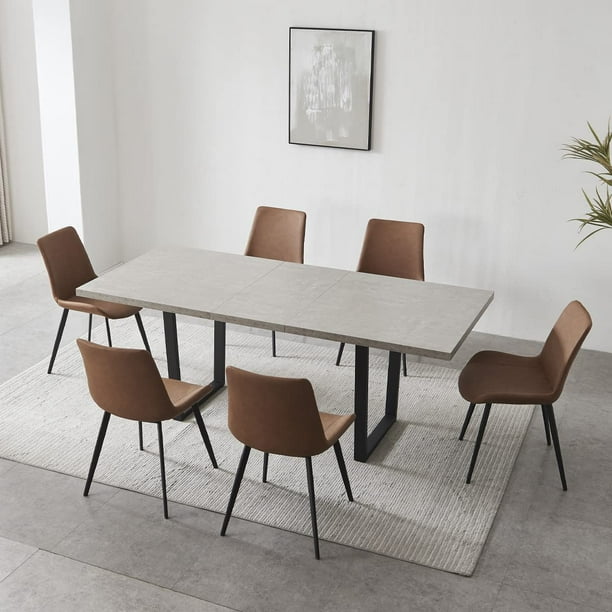jiexi Modern Mid-Century Dining Table Set for 6-8 People Kitchen Dining ...