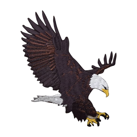 Bald Eagle Landing Embroidered Iron-On Patch, 3.88 Inch x 3 Inch
