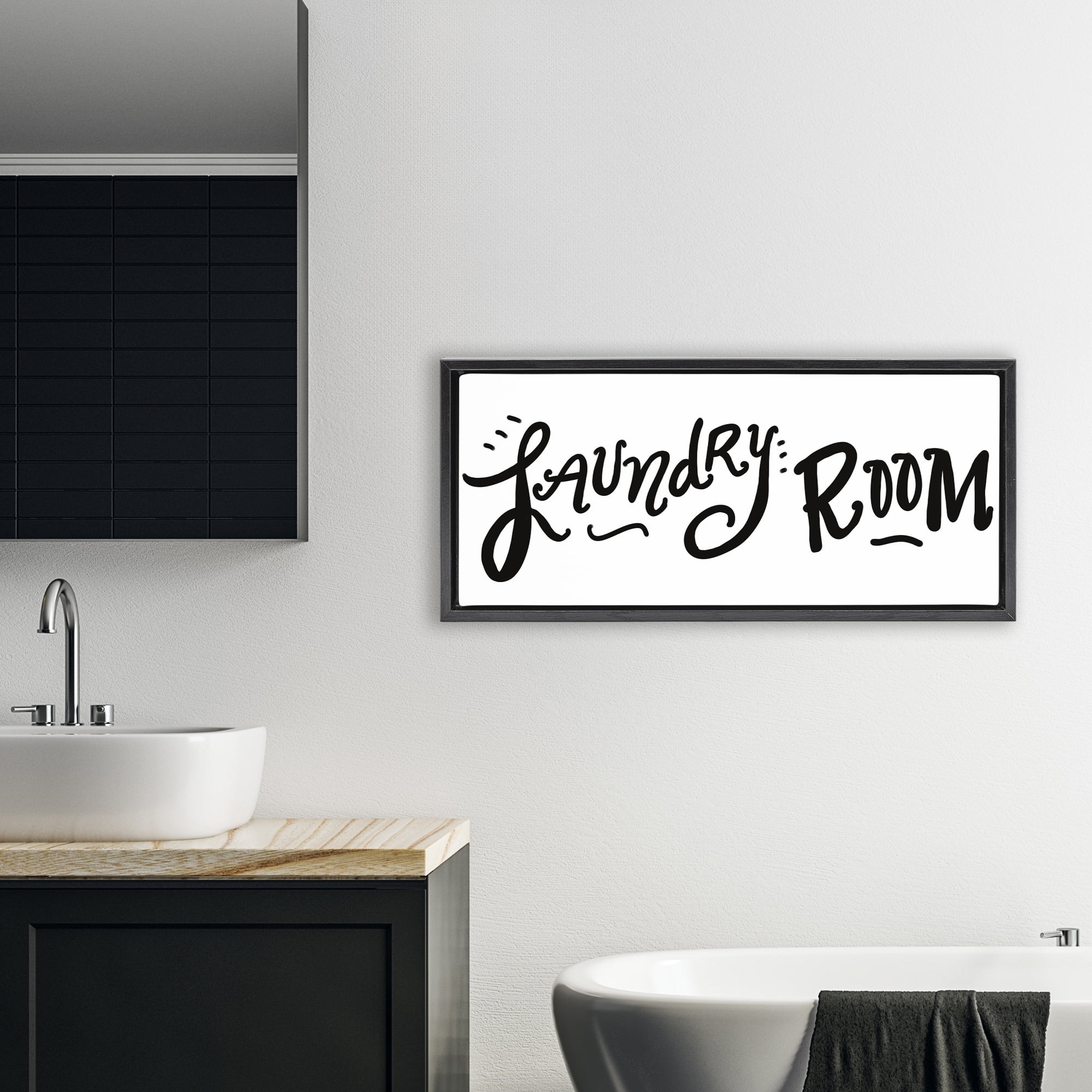 Stupell Industries Laundry Room Fun Typography Black Framed Floater Canvas Wall Art, design by SD Graphics Studio