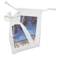 thumbnail image 2 of Beach Fabric Pouch Set of 2, Image of an Hammock at Summer Tropical Coast by the Ocean Palms Surreal, Small Drawstring Bag for Toiletries Masks and Favors, 9" x 6", Navy Cream Green, by Ambesonne, 2 of 2