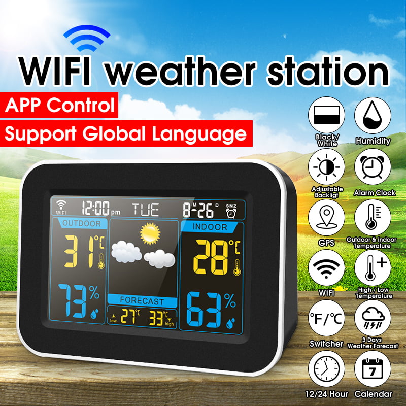 Weather station round coloured display Clock,calendar and thermometer 