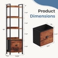 thumbnail image 4 of CONCETTA 5 Tier Bookshelf with Drawer, Tall Narrow Bookcase with Shelves, Wood and Metal Storage Organizer for Bedroom, Living Room, Rustic Brown, 4 of 7