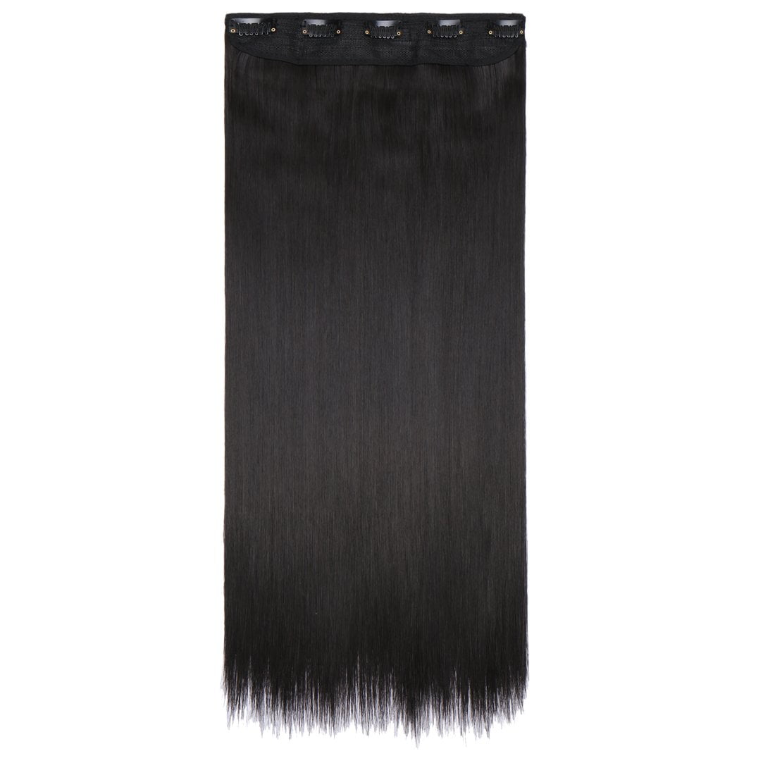 Xl-Kang 23"(60cm) Longest Straight Natural Black Full Head One Piece 5 Clips Clip in Hair Extensions for Lady Women