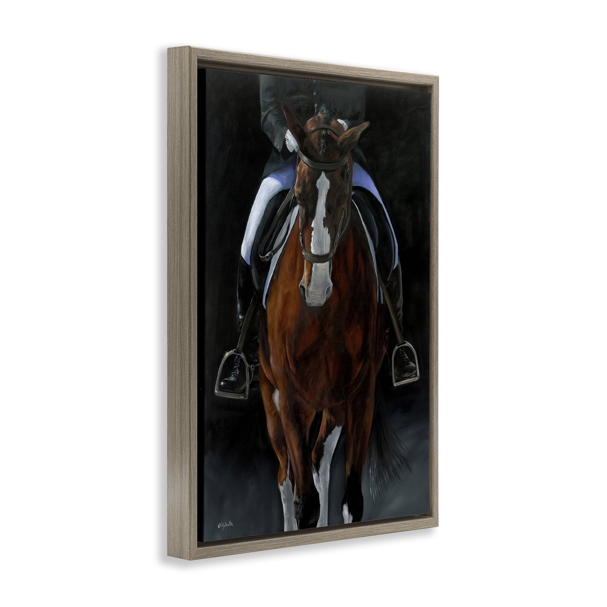 Stupell Industries Balance Trotting Horse Animals & Insects Painting Brown Floater Framed Canvas Art Print Wall Art, 21 x 31