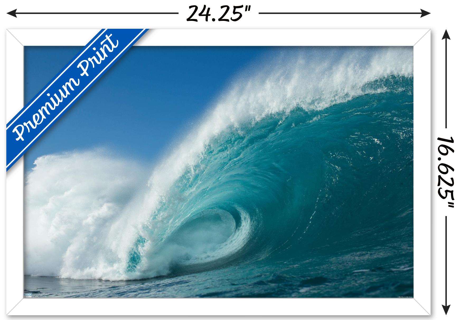 Surfing - Rolling Wave Wall Poster, 14.725" x 22.375", Framed
