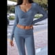 thumbnail image 5 of Conjunto Deportivo de 2 Piezas para Mujer, Camiseta de Larga, Pantalones Acampanados, Chándal Informal, Gris Azul, XL, 5 of 8