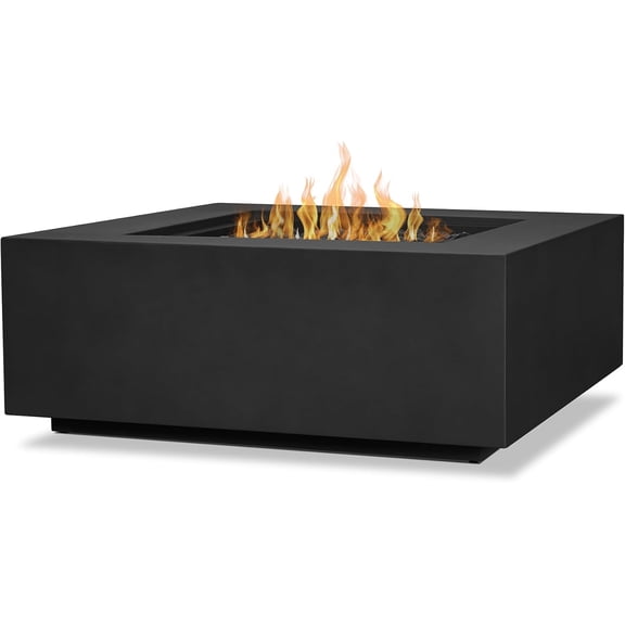 Real Flame Aegean 36" Square Steel Propane or Natural Gas Fire Pit Table in Black