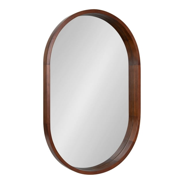 Kate and Laurel Hutton Modern Capsule Wall Mirror, 24 x 36, Walnut, Midcentury Decorative Mirror for Wall