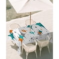 thumbnail image 2 of Boho Middle Century Outdoor Tablecloth with Umbrella Hole, Retro Orange Teal Grey Star Rhombus Waterproof Outdoor Table Cover, Patio Tablecloths for Party Picnic Camping, Rectangle 54"x80", 2 of 9