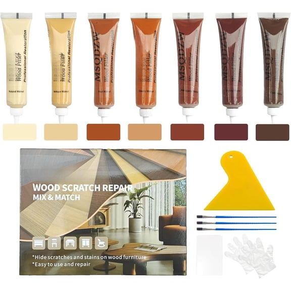Repair Kit, 13 count  Fillers, Furniture Repair Kit Scratch Cover for  Cracks, Stains, Discoloration for Furniture, Table, Door, Cabinet, Floor  Touch Up  Stain , Dark Walnut