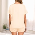thumbnail image 5 of FAHXNVB Women's Pajama Set Satin Short Sleeve Crewneck T-Shirts and Shorts Sets Solid Color Comfortable Casual Home Loungewear, 5 of 6