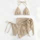 thumbnail image 5 of Traje de baño de 2 piezas para mujer, trajes de baño para mujer, bikini de tres piezas para mujer, traje de baño con falda de gasa, traje de baño de color liso, traje de baño para vacaciones en la pla, 5 of 7