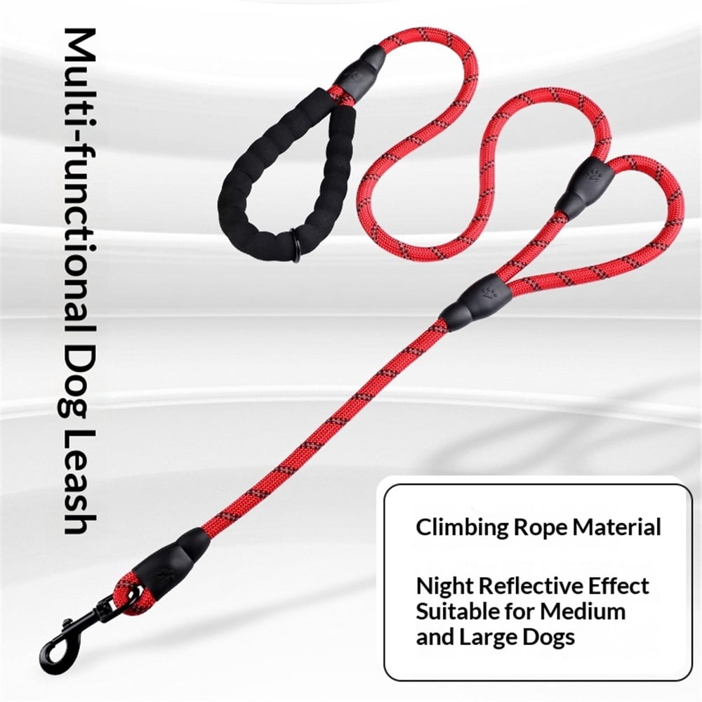 Plutue Pet Rope Dog Leash 6ft Long,Traffic Padded Two Handle,Heavy Duty,Reflective Double Lead for Control Safety Training,Leashes for Large Dogs or Medium Dogs,Dual Handles Leads(Red)