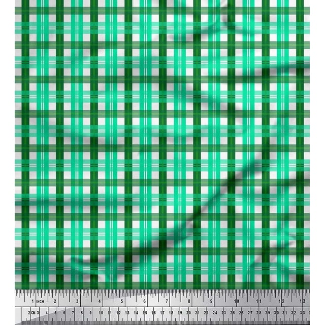 Soimoi Tissu Poly Georgette à Carreaux Vichy au Mètre 52 Pouces de Large