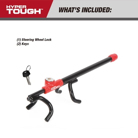 HYPER TOUGH UNIVERSAL STEERING WHEEL LOCK ANTI-THEFT CAR, TRUCK, VAN AND SUV LOCK, RED, BLACK