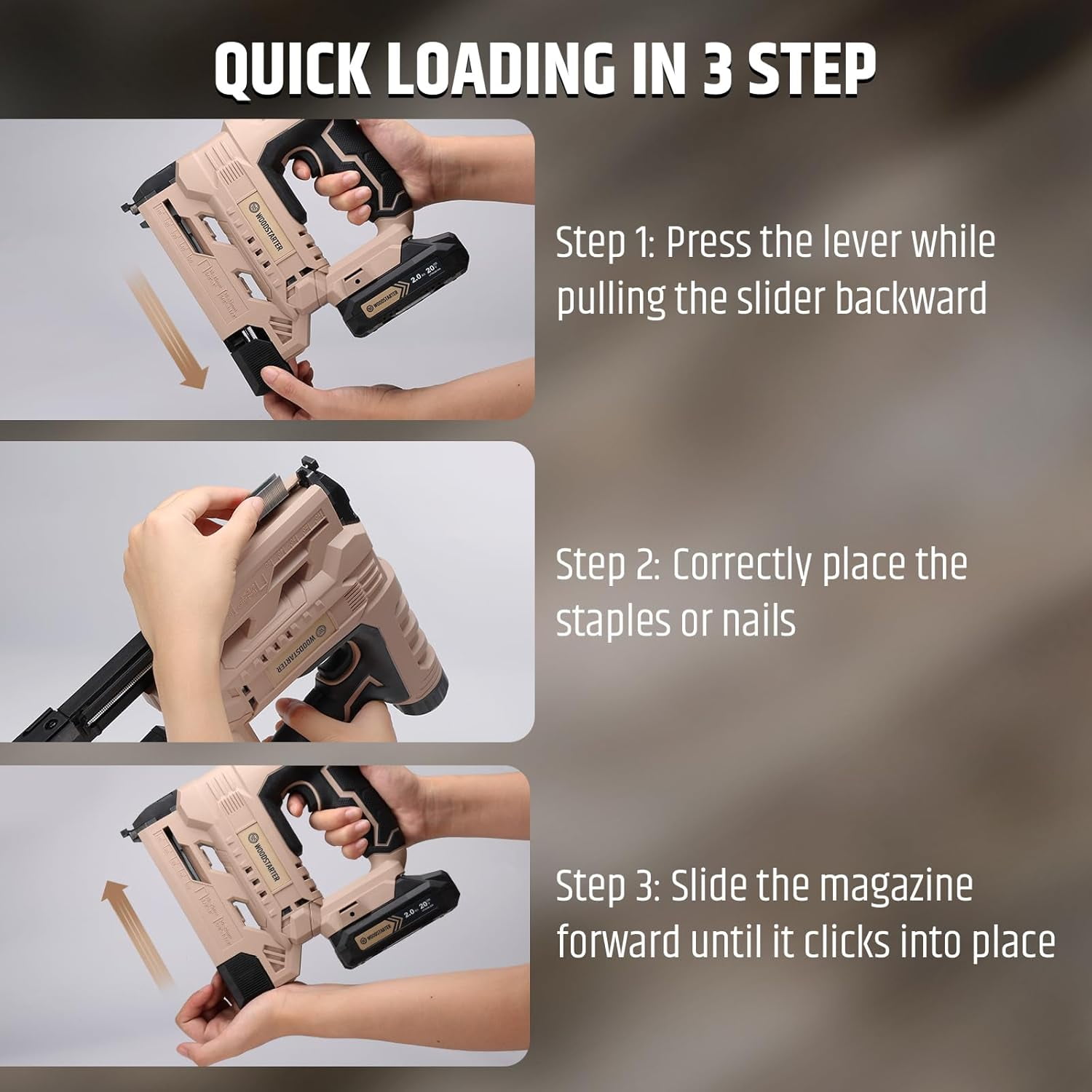 Cordless 2-in-1 Brad Nailer (Battery & Charger), 18GA Nails (5/8"-1-1/4") & Staples (5/8"-1"), 6-Level Depth Adjustment, LED Light, Safety Lock, 2000 Nails Included,