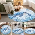 thumbnail image 6 of Sea Turtle Coastal Round Area Rug 6 FT, Non Slip Bedroom Area Rug, Blue Summer Beach Coral Jellyfish Washable Soft Circular Carpet Non-Shedding Floor Mat for Kitchen Dining Room Home Office Kids Room, 6 of 9