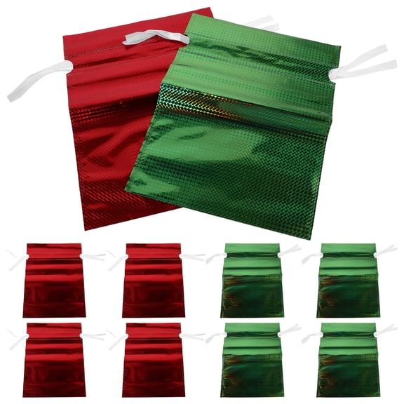 OUNONA Creative Foil Drawstring Pouches Assorted Holographic for Parties