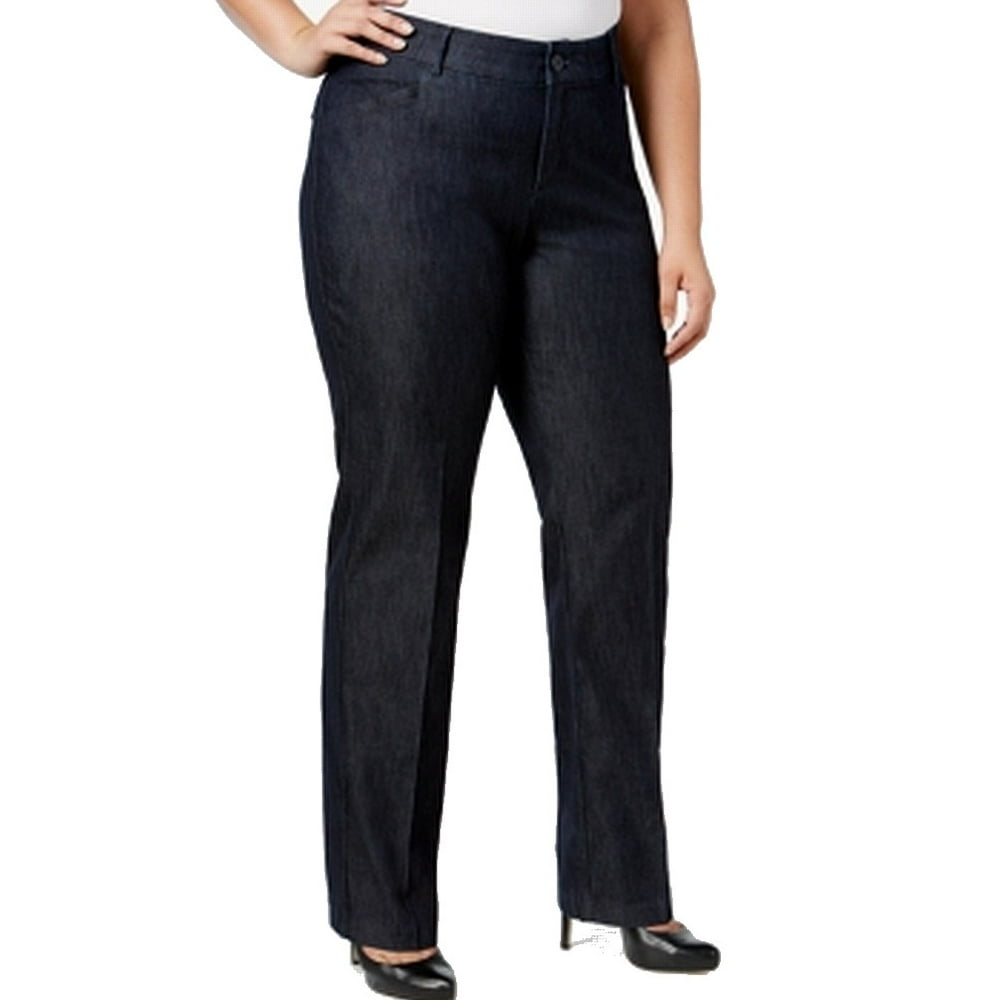 Lee - Lee Womens Plus Flat-Front Wide-Leg Pants Stretch - Walmart.com ...