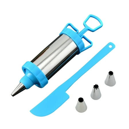 

ibaste Pastry Filling Injector Syringe Decorating Kit Stainless Steel Icing Tool with 3 Tips and 1 Spatula Dessert Decorator Baking Tool for Fondant Cupcakes Cookies Cream
