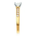 thumbnail image 4 of Wellingsale Ladies Solid 14k Yellow Gold Polished CZ Cubic Zirconia Round Cut Engagement Ring with Side Stones - Size 4.5, 4 of 6