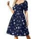 thumbnail image 1 of MANTARAY PATTERN (AZUL NAVY) Vestido de manga corta Ropa vestidos de cumpleaños para mujer, 1 of 6