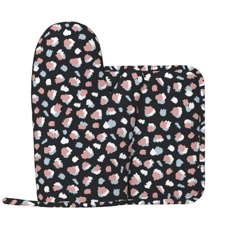 

Oven Mitts and Pot Holders Sets Abstract dot print Non-Slip Silicone Oven Gloves Potholders Cotton Lining Heat Resistant Gloves Hot Pads for Kitchen Cooking Baking